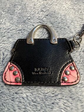 Kathy Van Zeeland Leather Purse Bag Charm Keychain